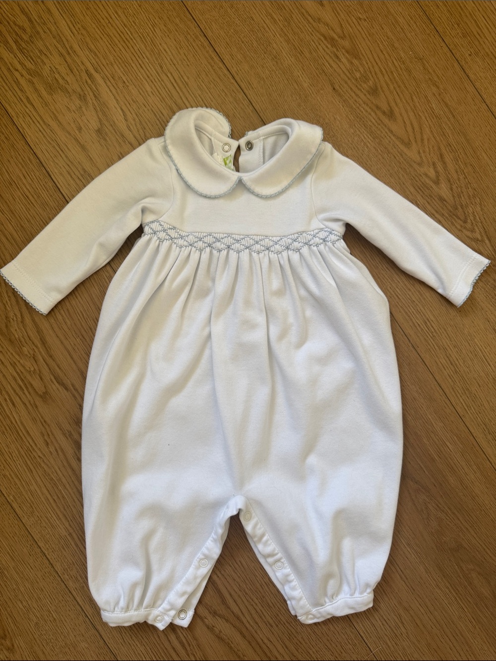 Zucchini Kids 6/9M Classic White Baby One-Piece Romper with Peter Pan Collar